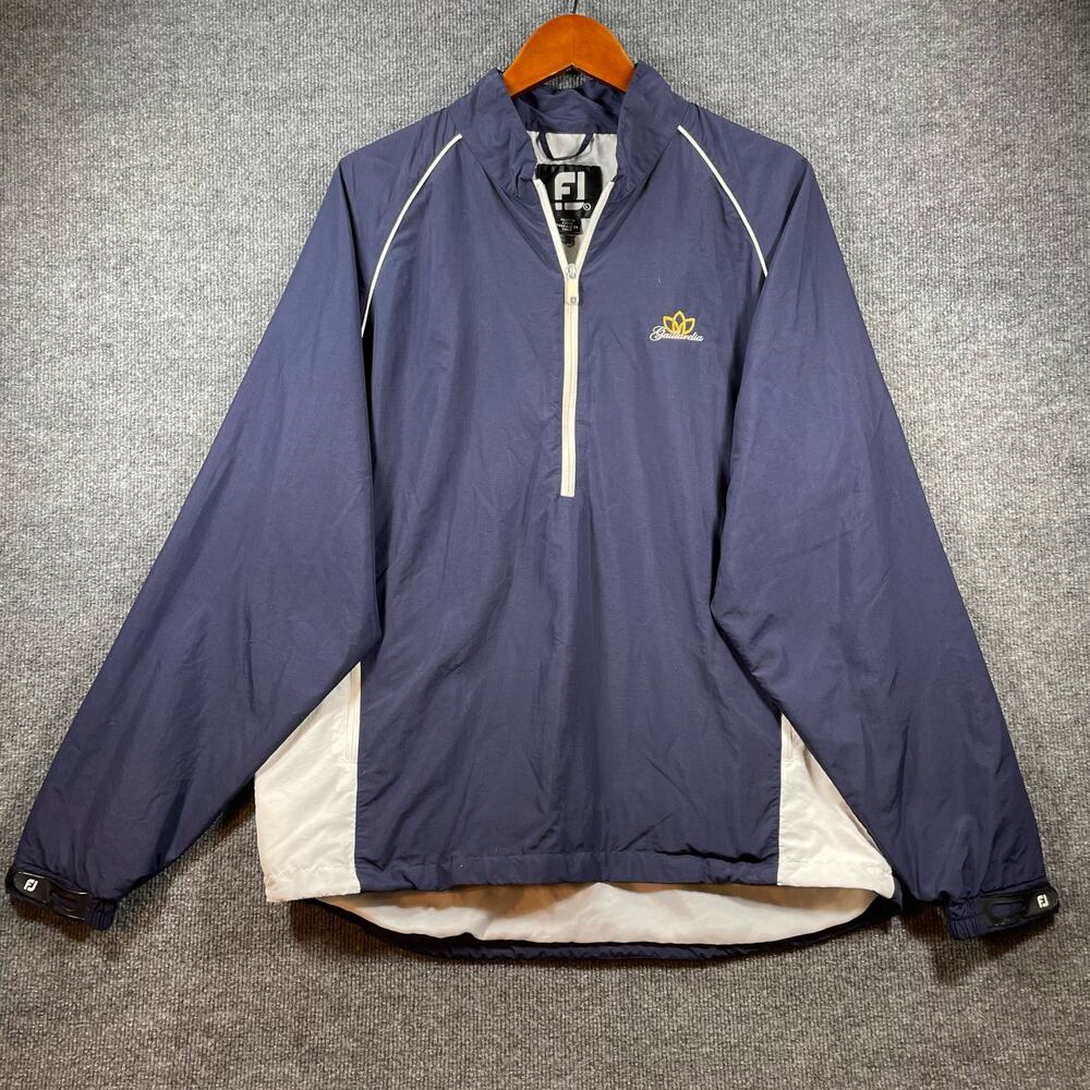 FootJoy 1/2 Zip Golf Jacket Men's Large Blue/White Gaillardia Golf Club Active